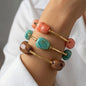 3pcs Bohemian Stone Bead Bracelets for Women - Plated Stackable Multi-Color Beaded Jewelry, Ethnic Suitable for Daily Wear, Parties, Vacations, Gift, Middle East/Ramex/African, Year-Round Versatile