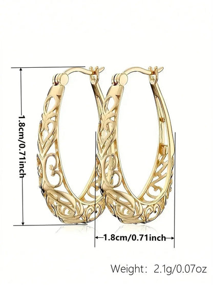 1 Pair Hollow Out Copper Hoop Earrings, Circular Hoop Earrings, Hoop Shape Earrings, Simple Fashionable For Women, Anniversary Birthday Jewelry Gift