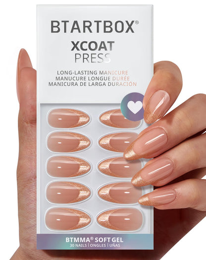 BTArtbox Halloween Press On Nails, French Tip Almond Nails, 32 Pcs Full Kit