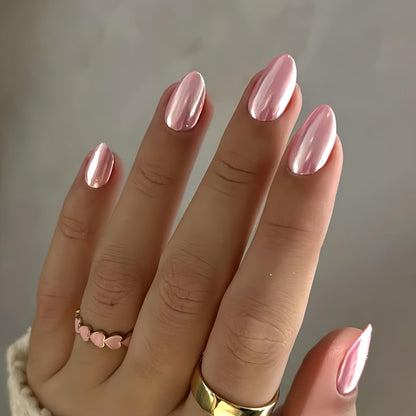 Fall Short Press On Nails Almond, Nude Fake Nails accented with golden glitter and Graceful White Floral Petal Design, Glossy Gel Finish Acrylic Nails, Natural Reusable Glue On Nails for Women