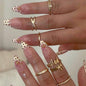 French Tip Press on Nails Almond Medium Fake Nails with Cat Eye Stars Designs Nails Press ons Gold Nude Glue on Nails Natural Artificial Nails Cute Stick on Nails for Women 24Pcs