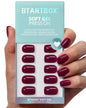 BTArtbox Press On Nails, Short Oval Dark Red Fake Nails, 32Pcs Full Kit