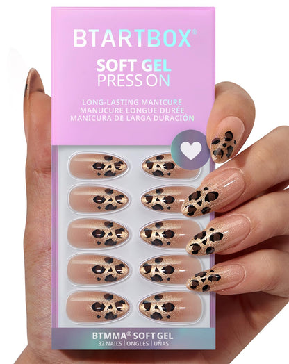 BTArtbox Halloween Press On Nails, French Tip Almond Nails, 32 Pcs Full Kit