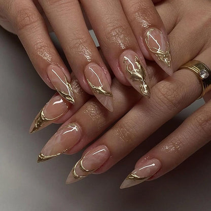 CTTHNBD Press on Nails Almond, Medium, French Tip Fake Nails
