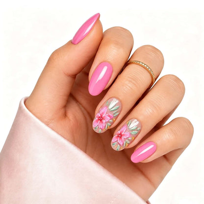 24PCS French Tip Press On Nails, Glossy Nude Square, Silver Edge