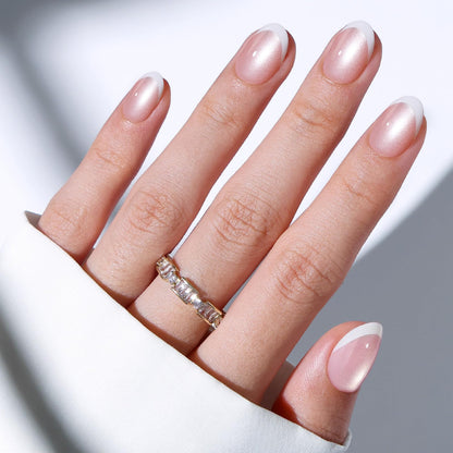 modelones French Tip Press On Nails, Short Oval Fake Nails Nails Press Ons
