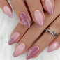 French Tip Press on Nails Almond Medium Fake Nails with Cat Eye Stars Designs Nails Press ons Gold Nude Glue on Nails Natural Artificial Nails Cute Stick on Nails for Women 24Pcs