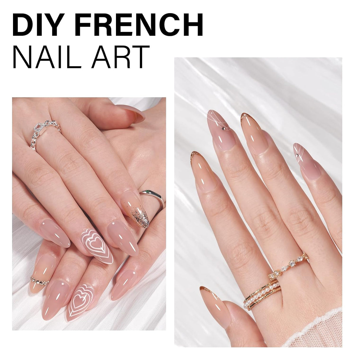 AILLSA Press on Nails Medium Almond Nude Pink Nail Tips 5 Colors 140 PCS