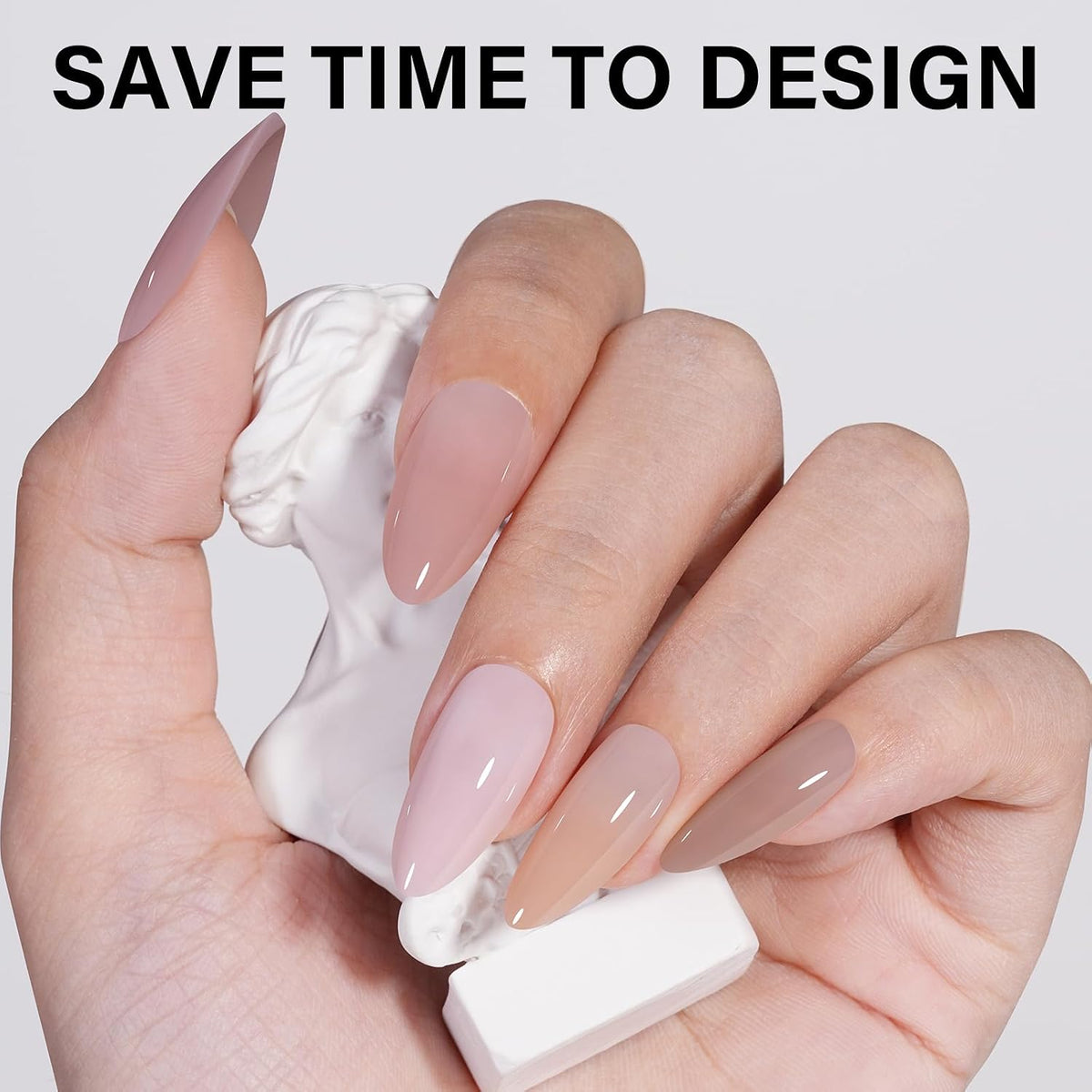 AILLSA Press on Nails Medium Almond Nude Pink Nail Tips 5 Colors 140 PCS