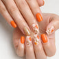 24PCS French Tip Press On Nails, Glossy Nude Square, Silver Edge