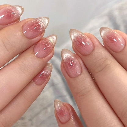 Short Press On Almond Fake Nails - Flower Acrylic Fall Nails Press Ons Full Cover Glue On Cute False Floral Stick On Nails for Women - 30 Pcs