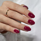BTArtbox Press On Nails, Short Oval Dark Red Fake Nails, 32Pcs Full Kit