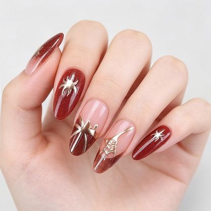Dark Brown Tortoise Shell Press On Nails, Short Oval Fake Nails 24Pcs