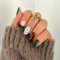 Dark Brown Tortoise Shell Press On Nails, Short Oval Fake Nails 24Pcs