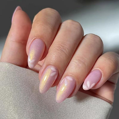 CTTHNBD Press on Nails Almond, Medium, French Tip Fake Nails