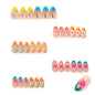 Long Press on Nails Almond Fake Nails Purple French Artificial Nail with 3D Flowers Designs Glitter Summer and Fall Cute Stick on Nail for Women 24pcs