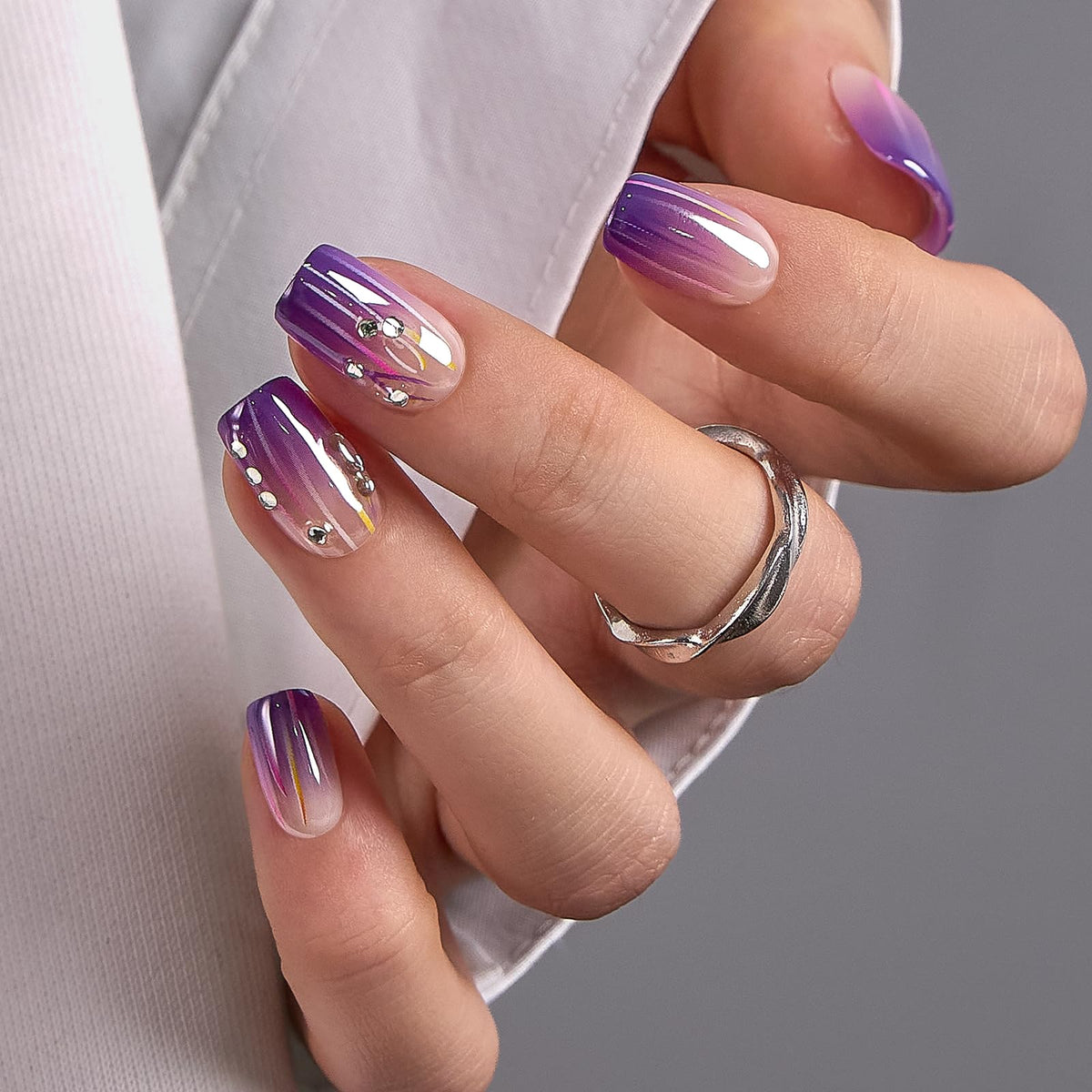 CurvLife Short Square Burgundy Press On Nails, Fall Dark red