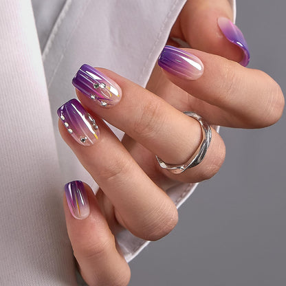 CurvLife Short Square Burgundy Press On Nails, Fall Dark red