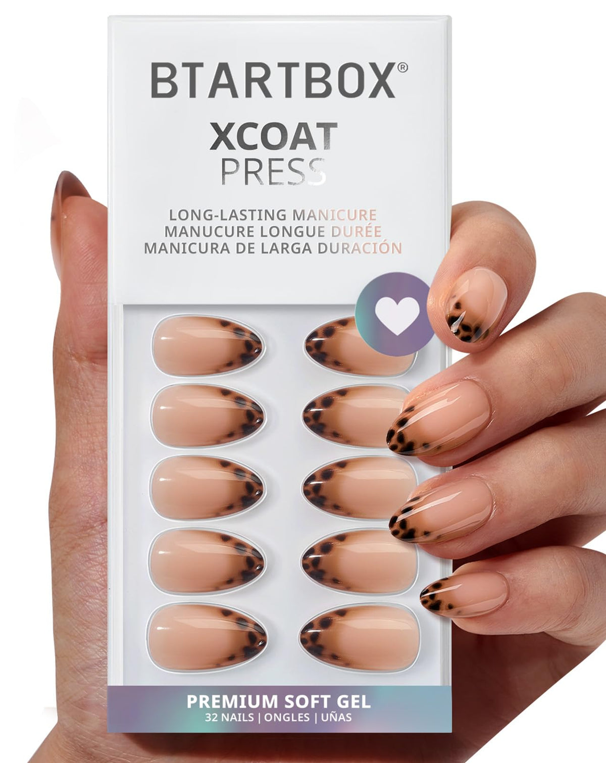 BTArtbox Halloween Press On Nails, French Tip Almond Nails, 32 Pcs Full Kit