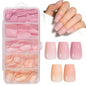 AILLSA Press on Nails Medium Almond Nude Pink Nail Tips 5 Colors 140 PCS