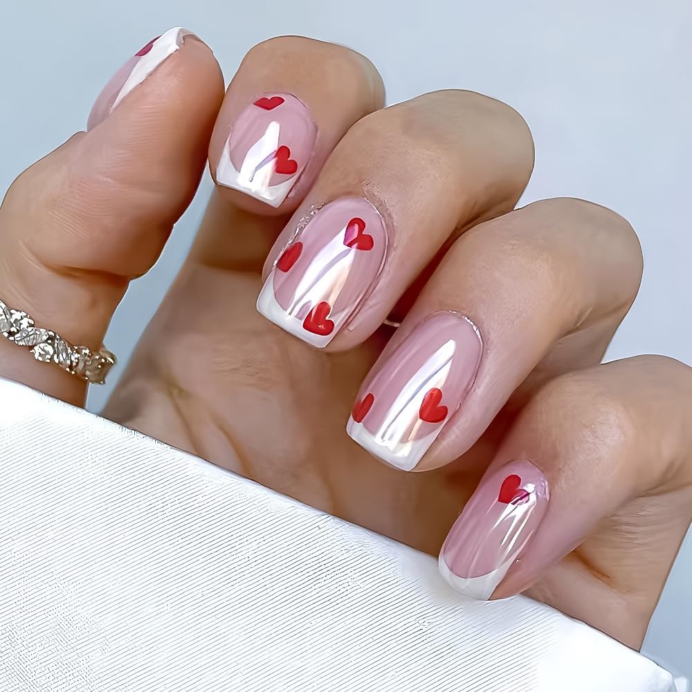 CTTHNBD Press on Nails Square, Medium, Black French Tip Fake Nails