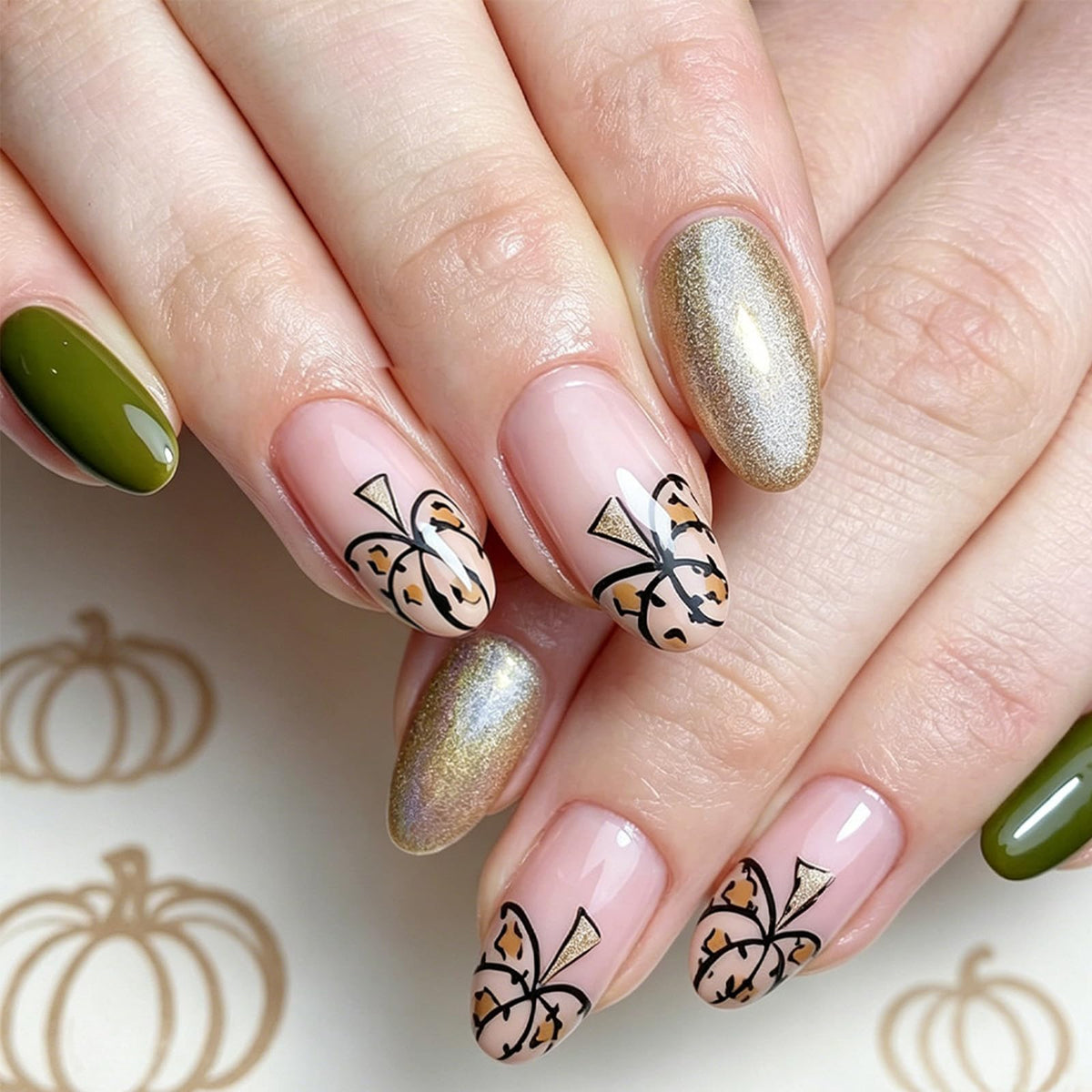 Dark Brown Tortoise Shell Press On Nails, Short Oval Fake Nails 24Pcs