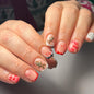 Purple Press On Nails Short Square Black Flowers Line Design Rhinestones