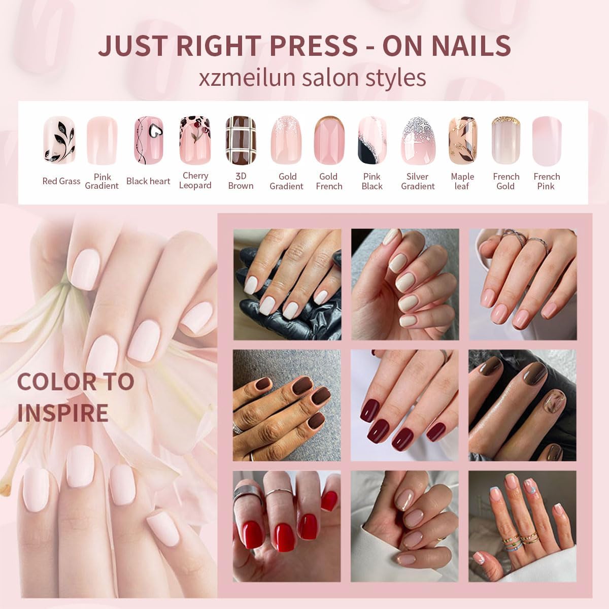Spring Fake Acrylic Press On Nails – Starry Sky Designer False Nails Medium Almond, Salon Quality, Glossy Reusable Stick-On Nails for Weddings, Outdoor Picnics & Parties | Gift for Women