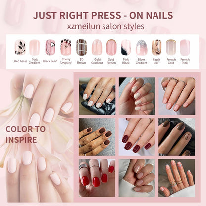 Spring Fake Acrylic Press On Nails – Starry Sky Designer False Nails Medium Almond, Salon Quality, Glossy Reusable Stick-On Nails for Weddings, Outdoor Picnics & Parties | Gift for Women