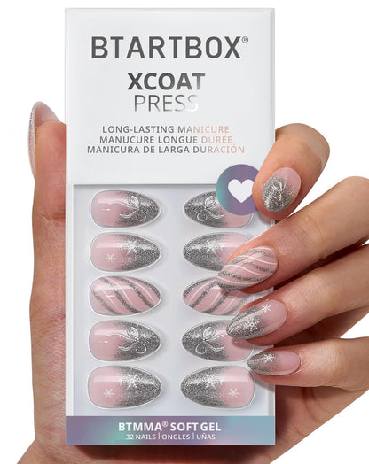 BTArtbox Halloween Press On Nails, French Tip Almond Nails, 32 Pcs Full Kit