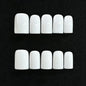 Handmade Press on Nails Short Almond Nude Polka Dot Glossy Reusable Fake Nails, Minimalist Beige Acrylic Press on Nails with White Dot Design for Women Girls 10 PCS(M)