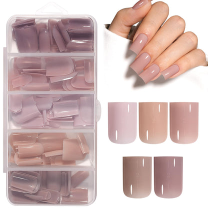 AILLSA Press on Nails Medium Almond Nude Pink Nail Tips 5 Colors 140 PCS