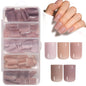 AILLSA Press on Nails Medium Almond Nude Pink Nail Tips 5 Colors 140 PCS