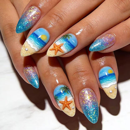 Medium Press On Nails Almond Fake Nails French Tip Nails Press Ons With Leopard Print Designs 3D Bow False Nails Artificial Acrylic Glue On Nail Glossy Stick On Nail For Women Girls