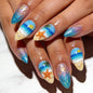 Medium Press On Nails Almond Fake Nails French Tip Nails Press Ons With Leopard Print Designs 3D Bow False Nails Artificial Acrylic Glue On Nail Glossy Stick On Nail For Women Girls