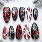 24Pcs Fall Press on Nails Short Square Fake Nails with Plaid Design Matte Khaki Artificial Nails Reusable Acrylic Nail Full Cover for Women and Girls Nail Decorations