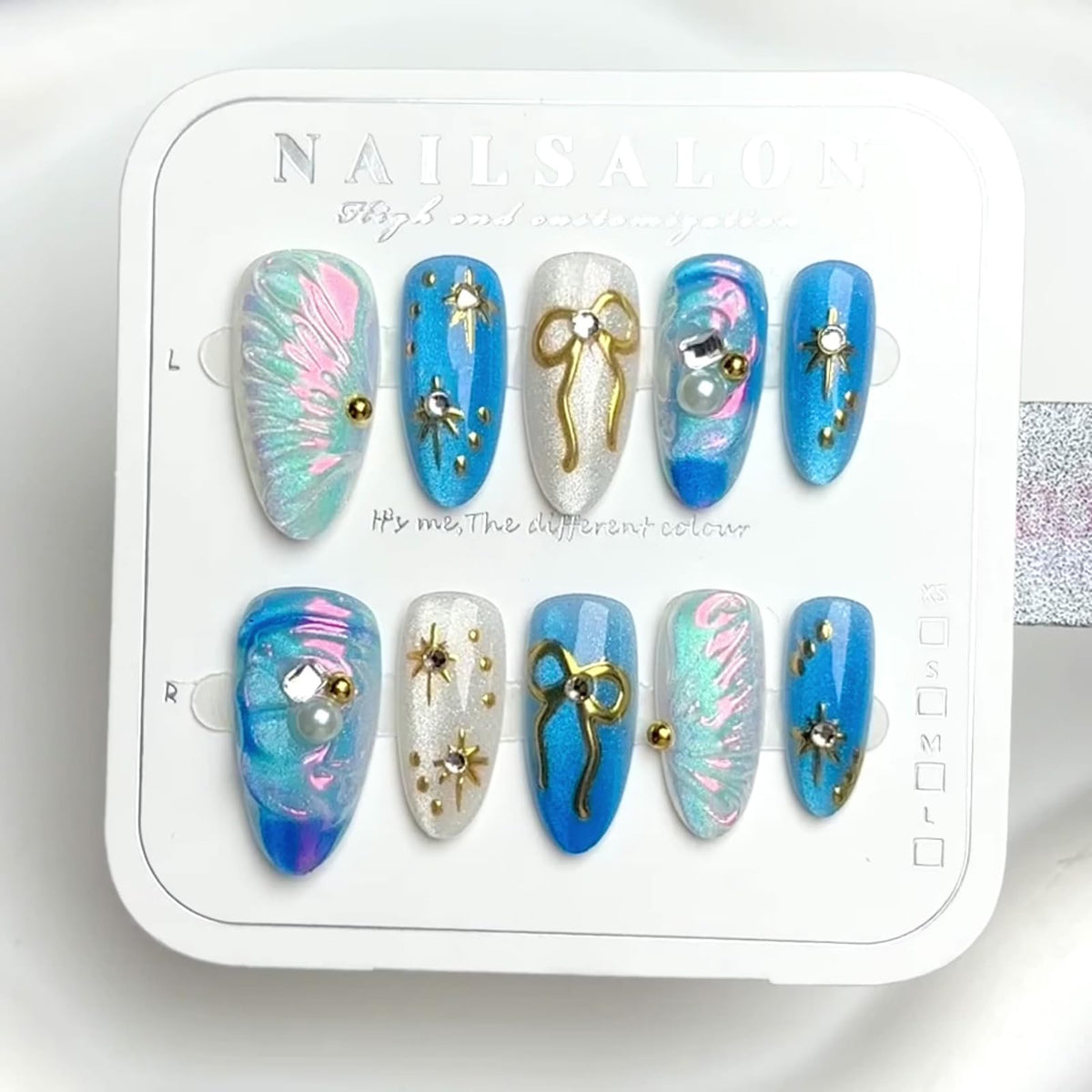 Fall Press on Nails Medium Almond French Tip, 30 Pcs Handmade 3D Flowers Gold Lines Embossed Designs, Glossy Nude Fake Nails, Reusable Glue On Nails, Full Cover Acrylic Nails for Women Brown