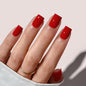 BTArtbox Press On Nails, Short Oval Dark Red Fake Nails, 32Pcs Full Kit