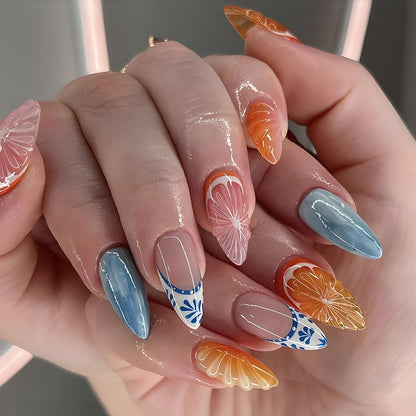 Medium Press On Nails Almond Fake Nails French Tip Nails Press Ons With Leopard Print Designs 3D Bow False Nails Artificial Acrylic Glue On Nail Glossy Stick On Nail For Women Girls