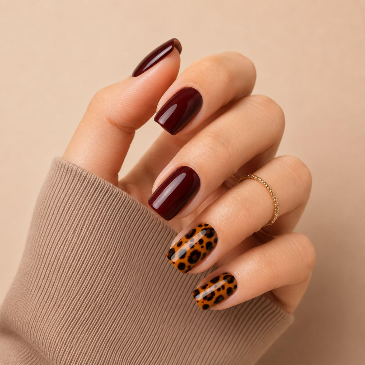 24PCS French Tip Press On Nails, Glossy Nude Square, Silver Edge