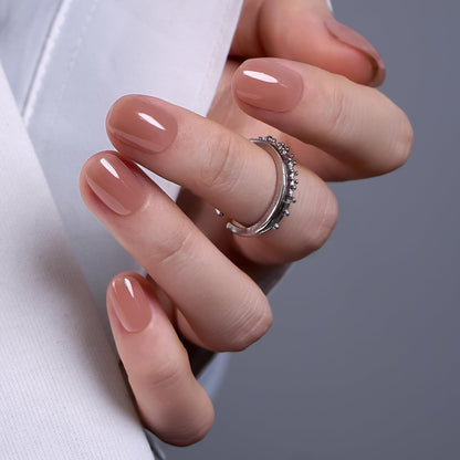CurvLife Extra Short Oval Press On Nails, Nude Peach Pink, Soft Gel