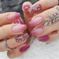 24PCS French Tip Press On Nails, Glossy Nude Square, Silver Edge
