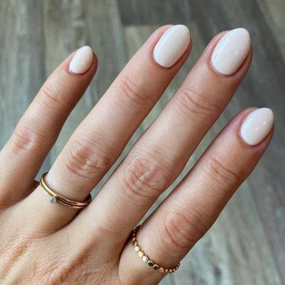 modelones French Tip Press On Nails, Short Oval Fake Nails Nails Press Ons