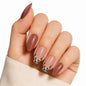 24PCS French Tip Press On Nails, Glossy Nude Square, Silver Edge