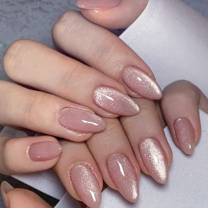 Medium Almond Press on Nails Brown Leopard