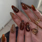 Medium Almond Press on Nails Brown Leopard