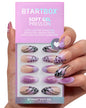 BTArtbox Halloween Press On Nails, French Tip Almond Nails, 32 Pcs Full Kit