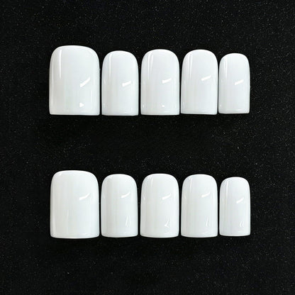 Handmade Press on Nails Short Almond Nude Polka Dot Glossy Reusable Fake Nails, Minimalist Beige Acrylic Press on Nails with White Dot Design for Women Girls 10 PCS(M)