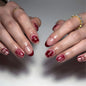 Fall Short Press On Nails Almond, Nude Fake Nails accented with golden glitter and Graceful White Floral Petal Design, Glossy Gel Finish Acrylic Nails, Natural Reusable Glue On Nails for Women