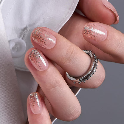 CurvLife Extra Short Oval Press On Nails, Nude Peach Pink, Soft Gel